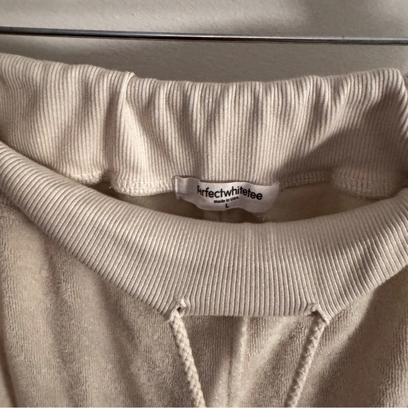 perfectwhitetee Gogo Terry Cropped Jogger Pants - Oatmeal - Picture 8 of 8